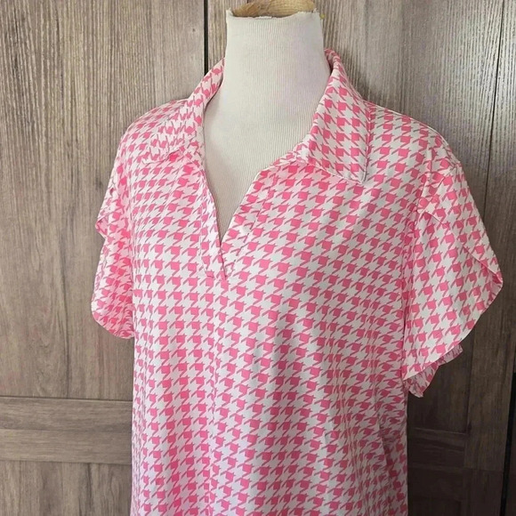 Women golf Activewear polo modern design pink & white shirt - Picture 3 of 9